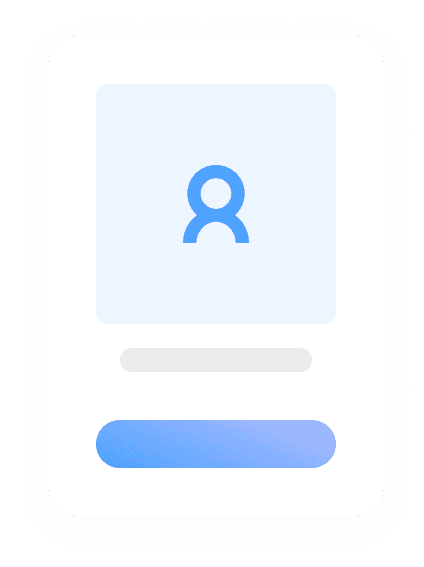 Simplified UI of profil with picture and description.