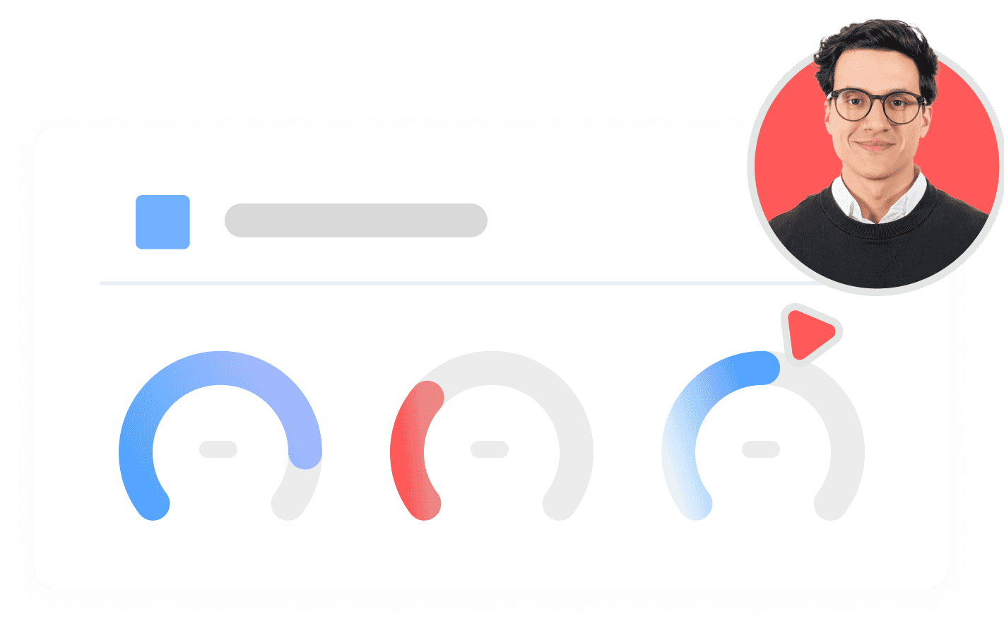 Simplified UI of round progress bars. The HR manager's mouse points on one of them.