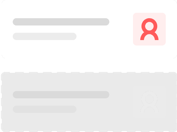 Simplified UIs of greyed out and normal profil with picture and description.