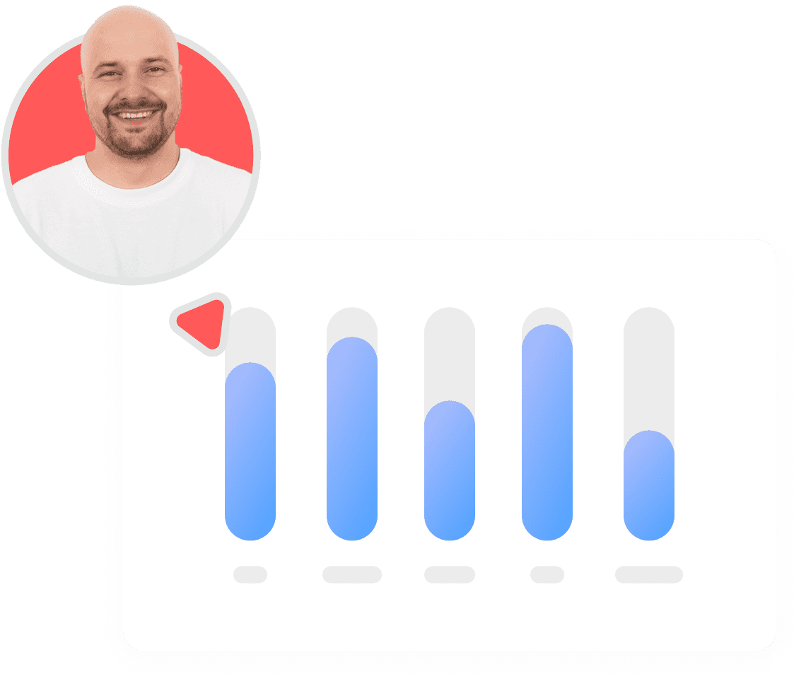 Vereinfachtes UI von Schiebereglern. Maus eines Entwicklers verstellt einen.