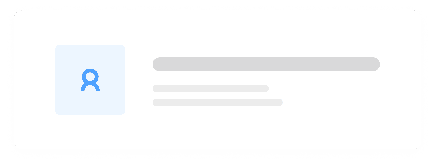 Simplified UI of profil with picture and description.